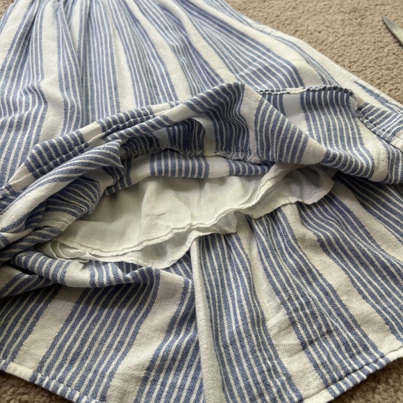 Rails Dress Womens S Blue Striped Ashlyn Midi Linen Blend Smocked Ruffle Pockets - Picture 8 of 10